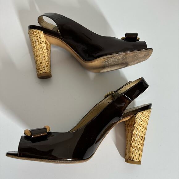 Stuart Weitzman Women's Woven Open Square Toe Ankle Strap Heels Size 9.5 - Picture 7 of 12